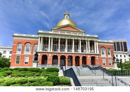 Boston, Massachusetts - September 5, 2016: The Massachusetts State House also called Massachusetts Statehouse or the 