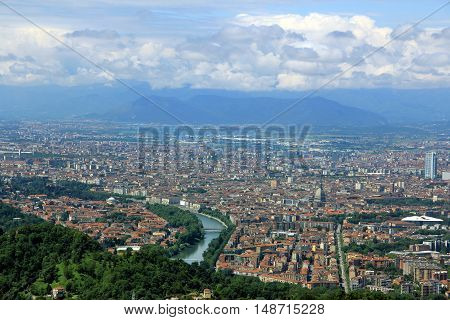 View of the city of Turin from Superga, Turin, Italy