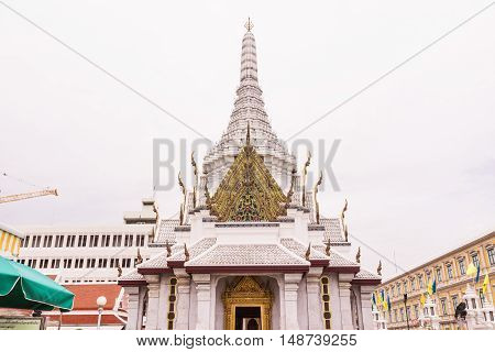 City pillar shrine of Bangkok on twilight sky day Thailand.