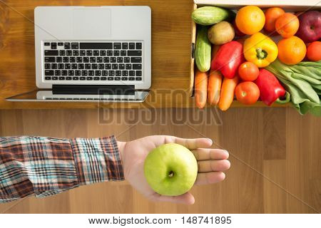 Farmer Showing Freshly Apple