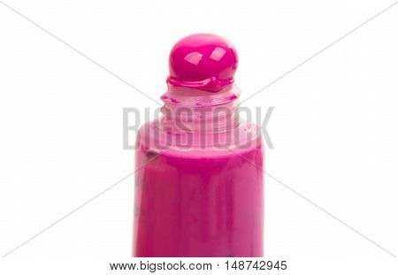 colored acrylic paint in a tube isolated on white background