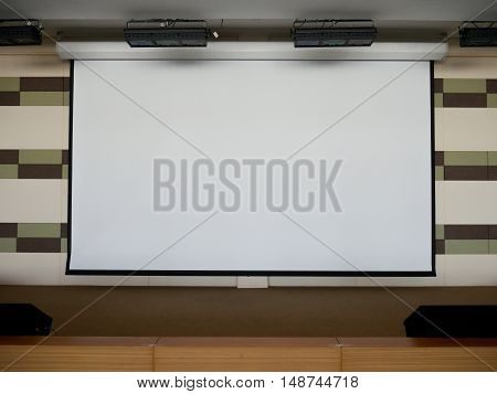 Blank Projection Screen on Stage for presentation background