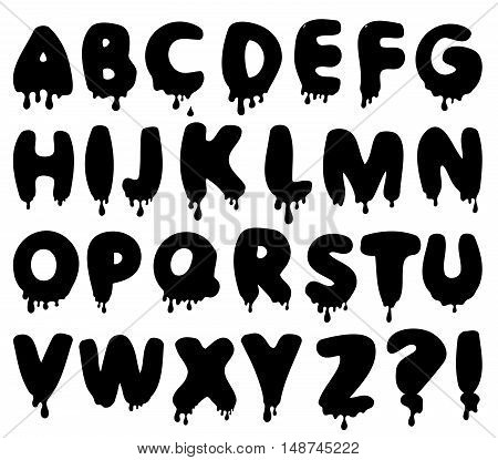 Smudge cartoon font. Stock vector alphabet for Halloween design