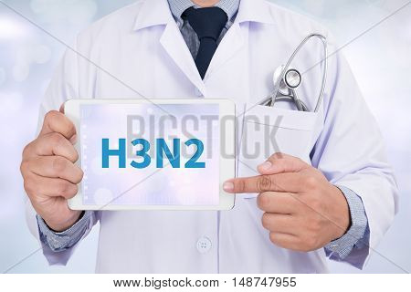 H3N2 Doctor holding digital tablet doctor work hard