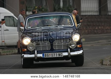 BELGRADE,SERBIA - SEPTEMBER 10, 2016: Old Volvo at the commercial race of old cars in memory of formula 1 race held on the same place in 1939 two days after the beginning of Second World War when the famous Italian driver Tazio Nuvolari won
