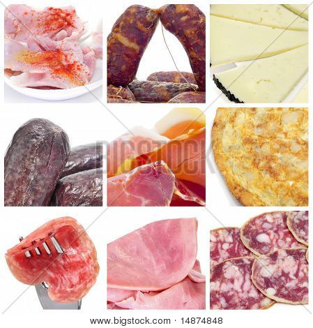 Espanjan Embutido ja Tapas-kollaasi