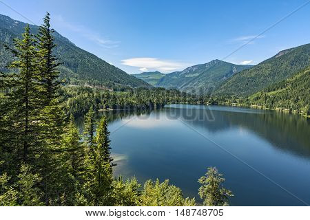 Three Valley Lake near Revelstoke British Columbia Canada on a summer day