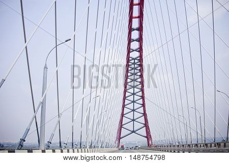 Bugrinsky Road bridge in Novosibirsk Russia. City landmark