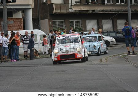 BELGRADE,SERBIA - SEPTEMBER 10, 2016: Old Zastava 750 at the commercial race of old cars in memory of formula 1 race held on the same place in 1939 two days after the beginning of Second World War when the famous Italian driver Tazio Nuvolari won