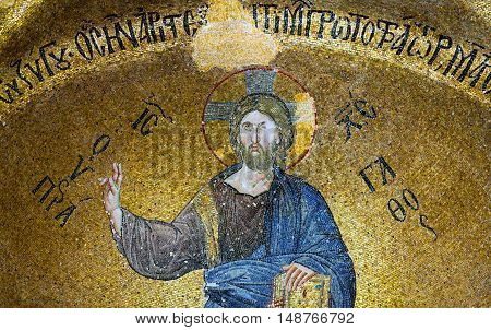 Mosaic Depicting Christ In Pammakaristos Church In Istanbul, Turkey