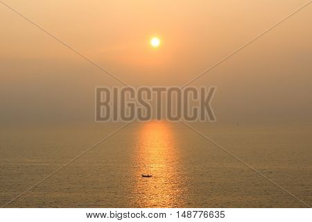 sunrise at river beautiful sky sunrise and boat on the river