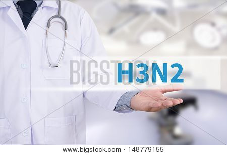 H3N2 Medicine doctor hand working doctor work to touch hand