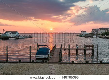 Long Beach Island NJ. USA - JULY 23 2016. Peacefull life in Little Egg Harbor New Jersey repaired after Hurricane Sandy in 2012