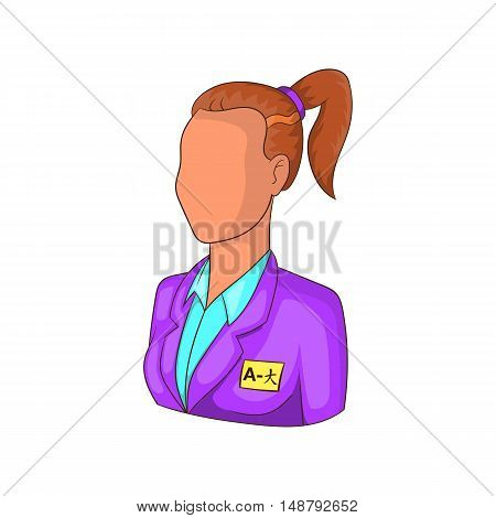 Translator interpreter woman icon in cartoon style isolated on white background vector illustration