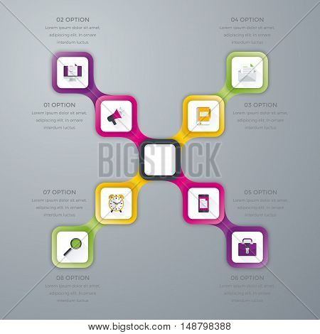 Vector illustration infographics eight options. Stock vector