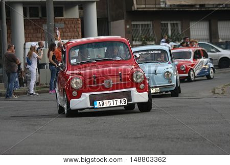 BELGRADE,SERBIA - SEPTEMBER 10 ,2016: Old Zastava 750 at the commercial race of old cars in memory of formula 1 race held on the same place in 1939 two days after the beginning of Second World War when the famous Italian driver Tazio Nuvolari won