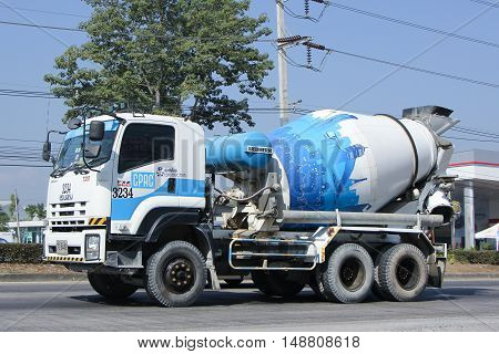 CHIANG MAI, THAILAND - JANUARY 5 2015:  Concrete truck of CPAC Concrete product company. Photo at road no.121 about 8 km from downtown Chiangmai, thailand.