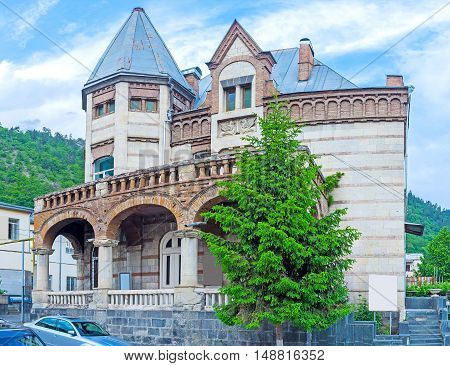 The facade of Museum of the Local History one of the city landmarks Borjomi Georgia.