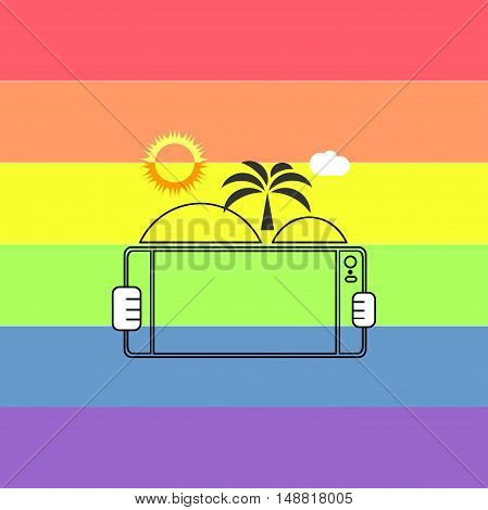 selfie on a colorful rainbow background. vector illustration.
