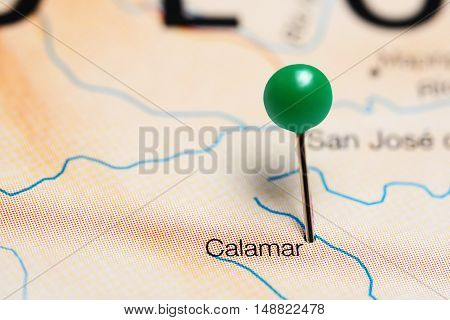 Calamar pinned on a map of Colombia