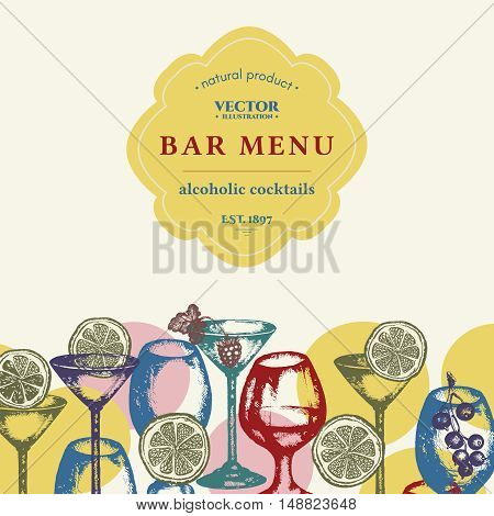 Alcohol bar menu vector alcohol drinks set