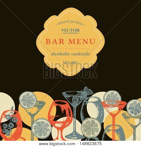 Alcohol menu hand drawn vintage template vector
