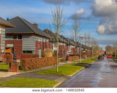 Family Houses With Gardens In A Suburban Street