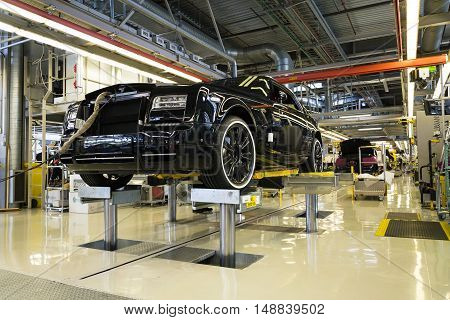 Westhampnett, United Kingdom - August 11: Rolls-royce Cars Stand On Production Line In Goodwood Fact