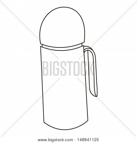 Thermos icon in outline style isolated on white background. Utensils symbol vector illustration