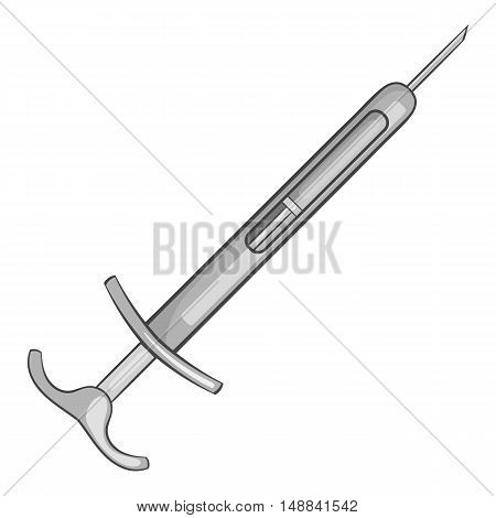 Syringe icon in black monochrome style isolated on white background. Medical care symbol vector illustration
