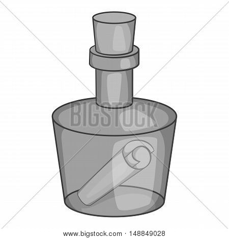 Message in a bottle icon in black monochrome style isolated on white background. Note symbol vector illustration