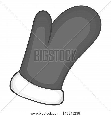Mitten icon in black monochrome style isolated on white background. Accessory symbol vector illustration