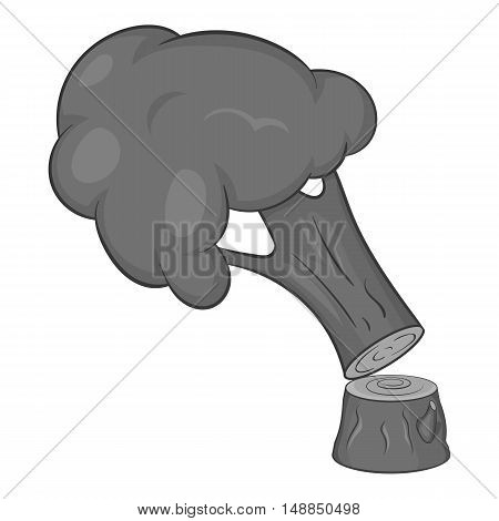 Felled tree icon in black monochrome style isolated on white background. Felling symbol vector illustration