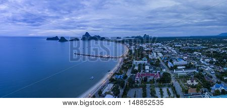aerial view of prachaupkirikhan province southern of thailand