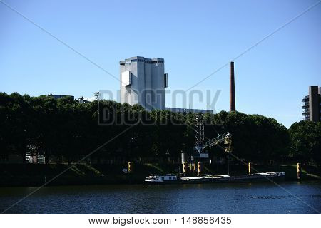 The industrial brewery building on the river Weser in Bremen.