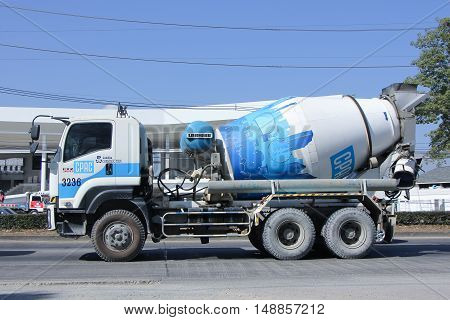 CHIANG MAI, THAILAND - JANUARY 6 2015:  Concrete truck of CPAC Concrete product company. Photo at road no.121 about 8 km from downtown Chiangmai, thailand.