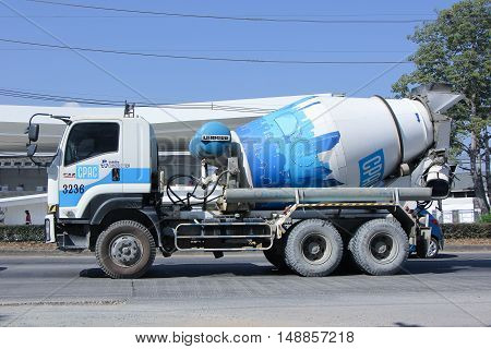 CHIANG MAI, THAILAND - JANUARY 6 2015:  Concrete truck of CPAC Concrete product company. Photo at road no.121 about 8 km from downtown Chiangmai, thailand.