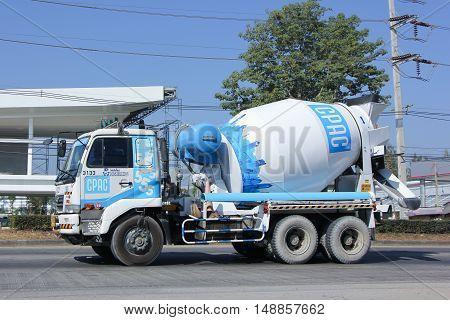 CHIANG MAI, THAILAND - JANUARY 6 2015:  Concrete truck of CPAC Concrete product company. Photo at road no.121 about 8 km from downtown Chiangmai, thailand.