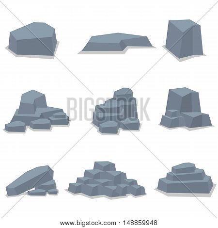 Rock stone set object vector art illustration