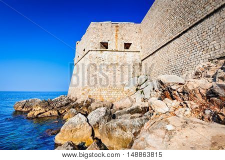 Dubrovnik Croatia. Spectacular picturesque view on the old town of Ragusa Dalmatia.