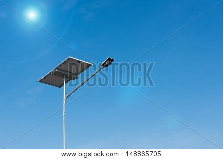 Solar panel and luminaire of lighting pole.