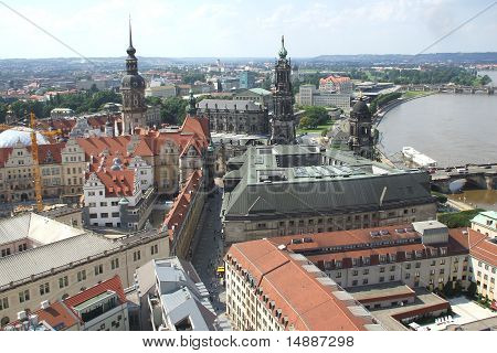 Vysoká pohled rezidenční oblast od Dresden, Německo
