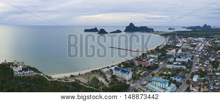 Aerial View Of Prachaupkhirikan Harbor Southern Of Thailand