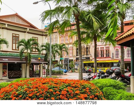 SINGAPORE, REPUBLIC OF SINGAPORE - JANUARY 09, 2014: Duxton Hill is the residential area in Singapore with the remained colonial buildings