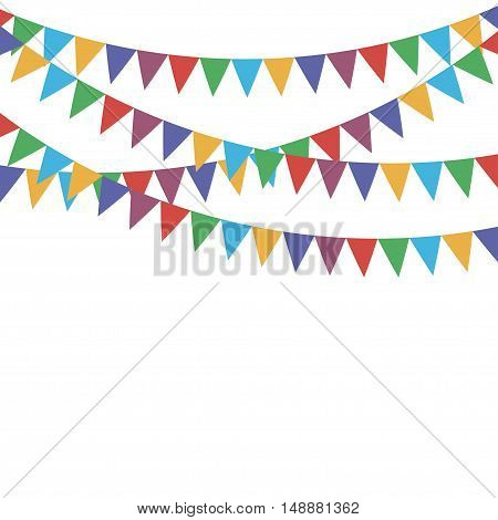 Multicolored bright buntings flags garlands. Vector illustration