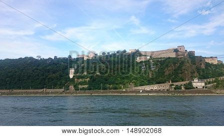 Ehrenbreitstein Fortress located on the east bank of the Rhine opposite the town of Koblenz, German