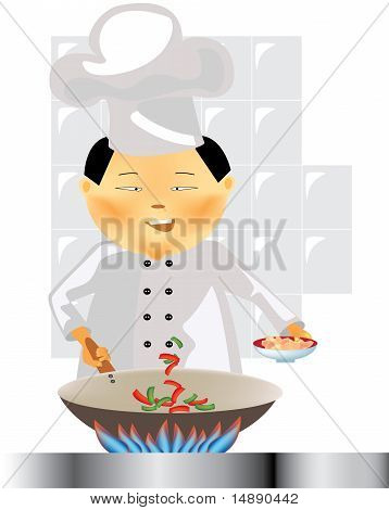 Chef cinese al lavoro