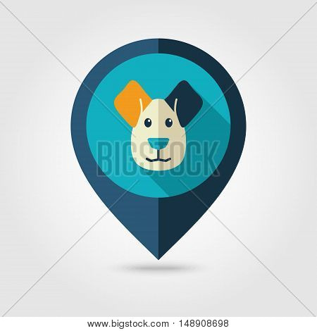 Dog flat pin map icon. Map pointer. Map markers. Animal head vector illustration eps 10