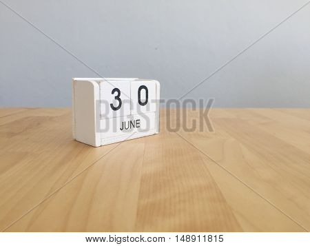 June 30Th.june 30 White Wooden Calendar On Vintage Wood Abstract Background. Summer Day.copyspace Fo