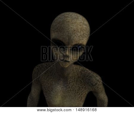 3D render of a green alien
